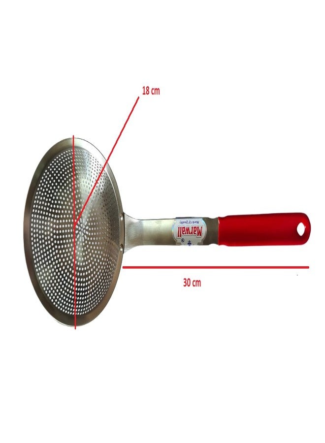 Marwall Stainless Steel Skimmer/Jhara/Strainer for Draining & Frying, Kitchen Cooking Colander Spoon Utensil for Daily Use -18cm - Image 4